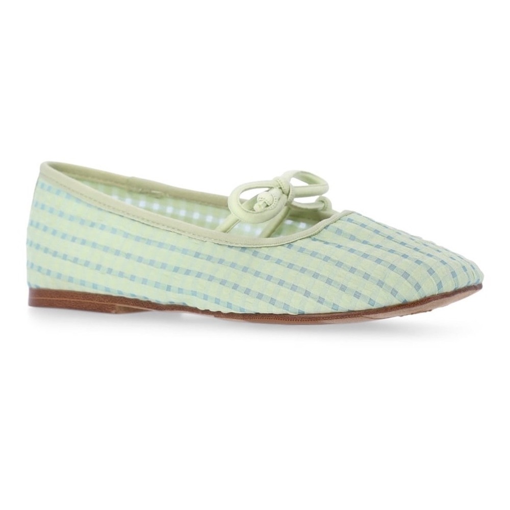 Madden NYC Girls Gingham Mesh Ballet Flats Green Slip On Shoes Size 13 NEW